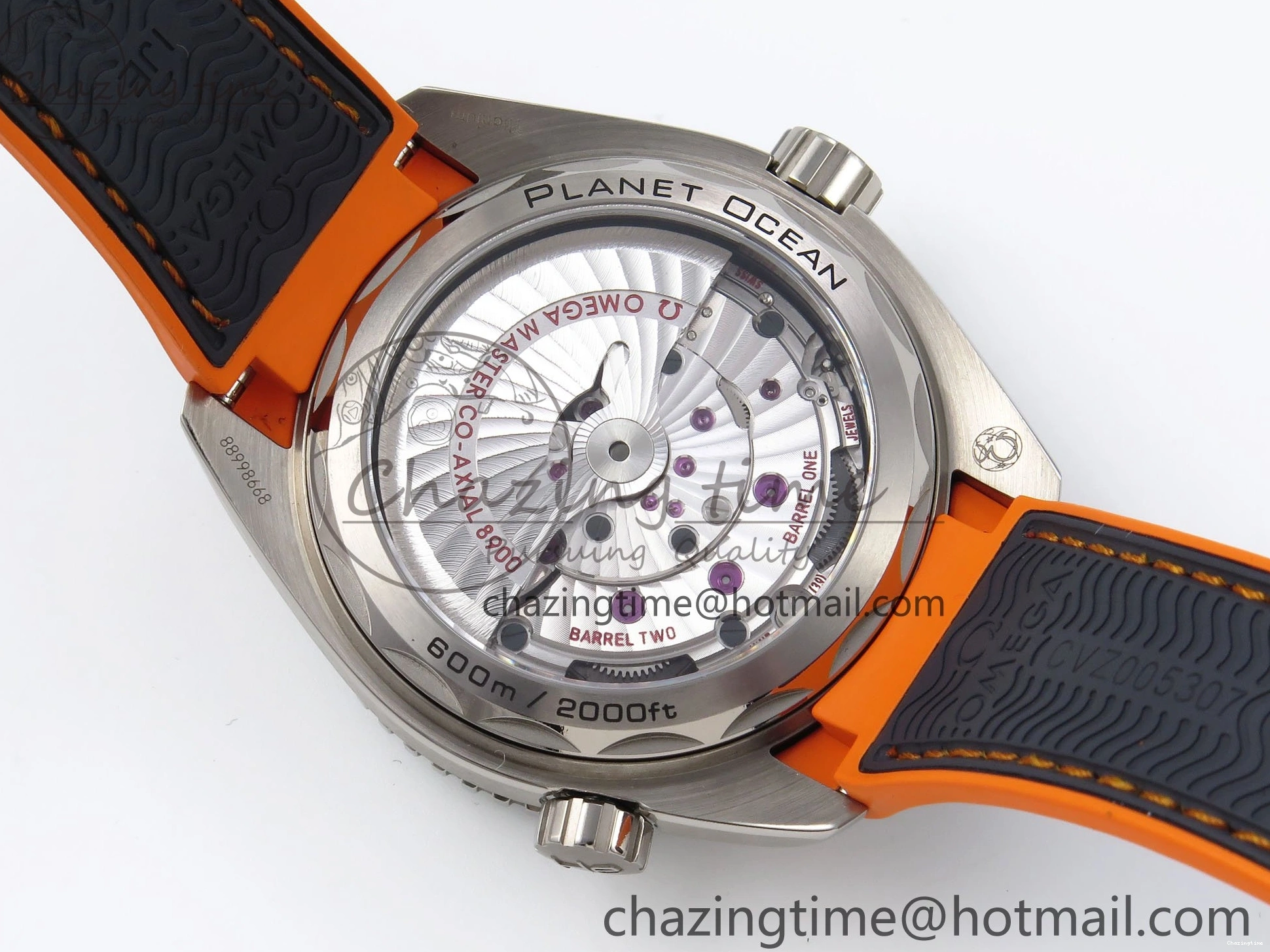 0415 Comfortable Planet Ocean 43.5mm SS VSF 1:1 Best Edition Black Orange Bezel Gray Dial on Nylon Strap A8900 Super Clone V 7730